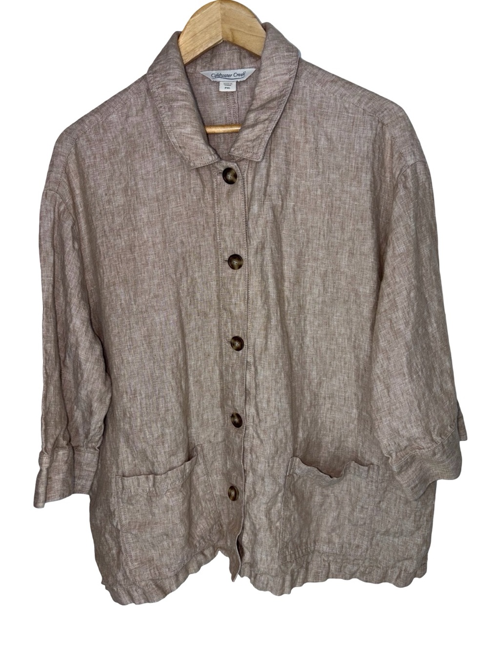 Coldwater Creek Linen Button-Front Jacket in Taupe
